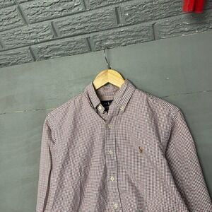 Ralph Lauren Classic Fit Gingham Check Button Down Shirt Mens Size Small